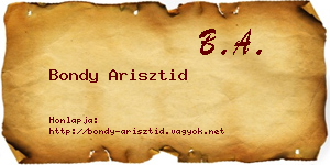 Bondy Arisztid névjegykártya